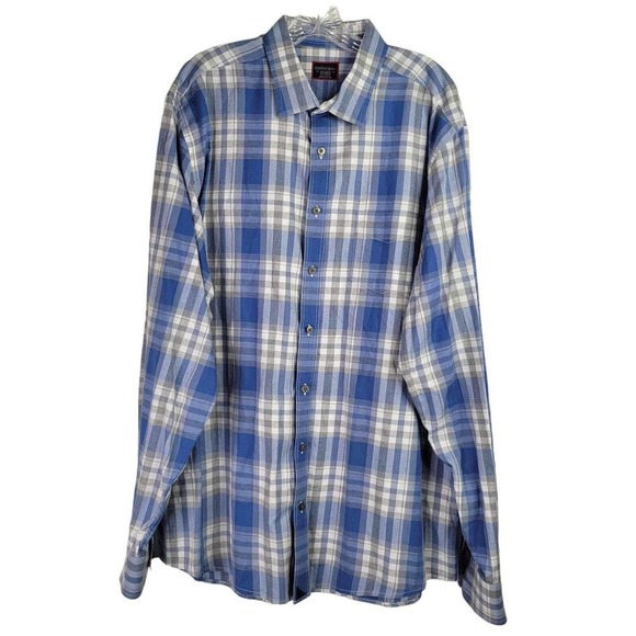 UNTUCKit LS Button Up Shirt Blue Plaid Cotton Mens Big Tall XXL Tall Fiano - Picture 2 of 11